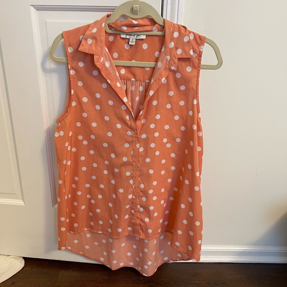 Dressy sleeveless button down shirt